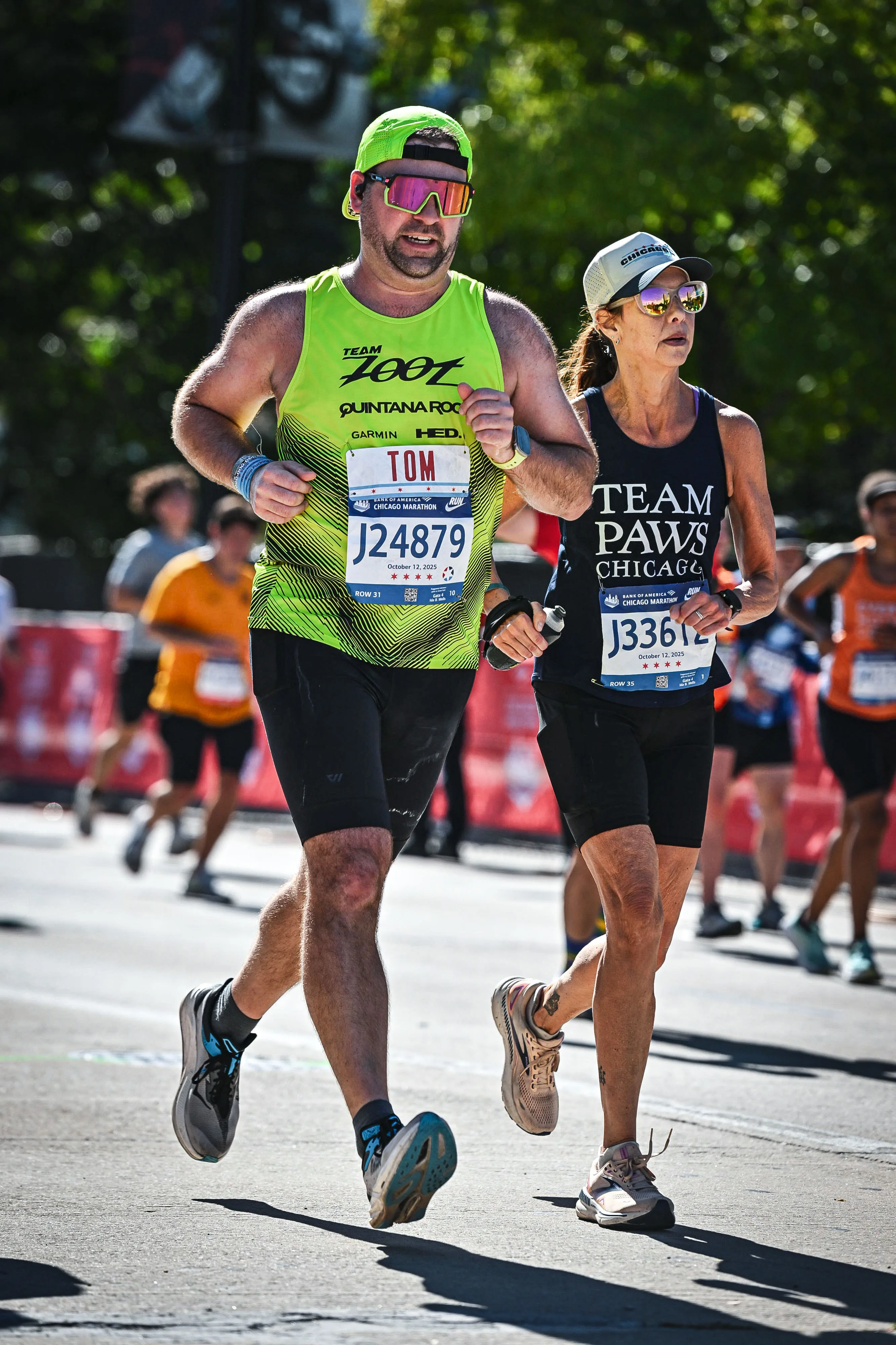 In the finish chute