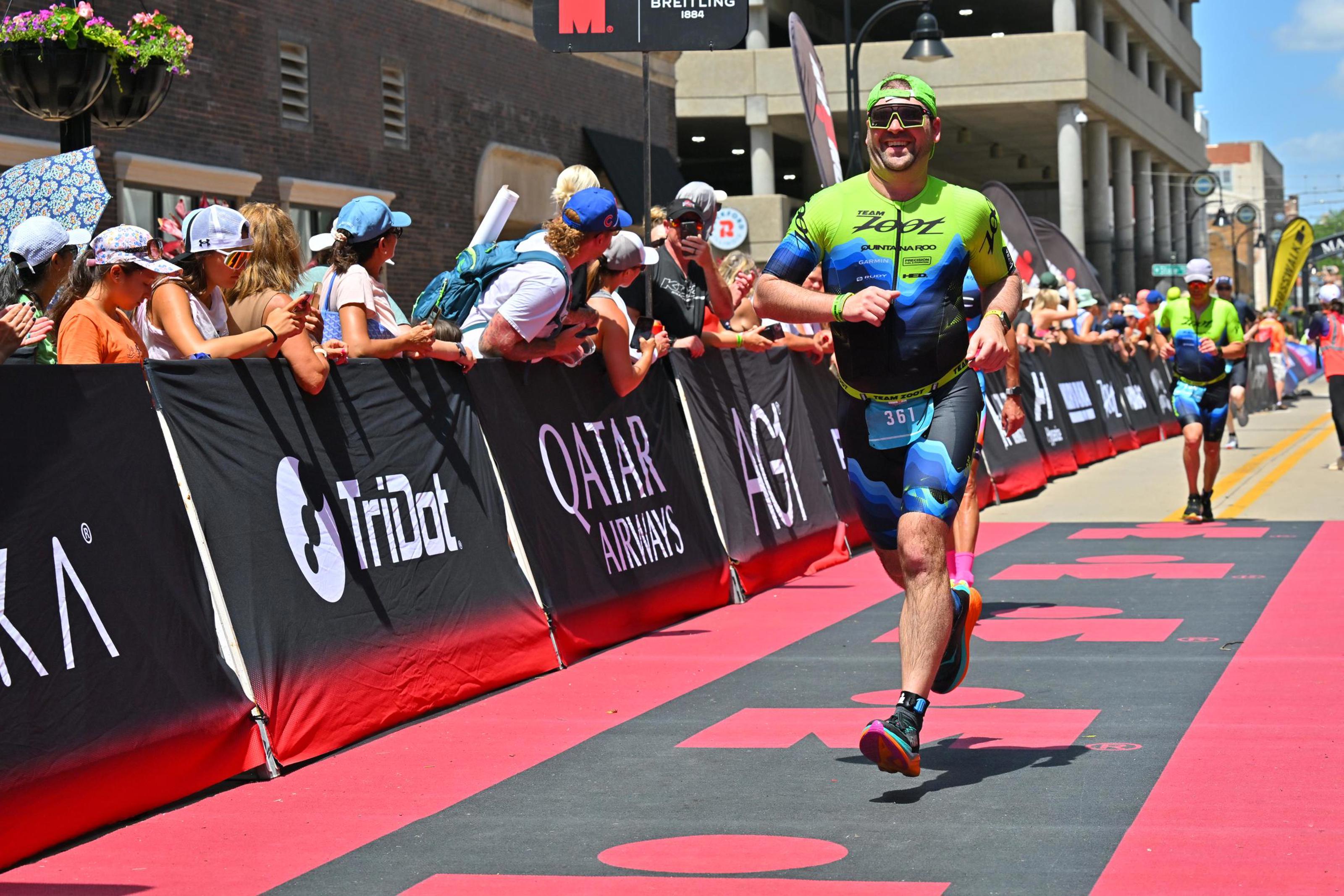 In the finish chute